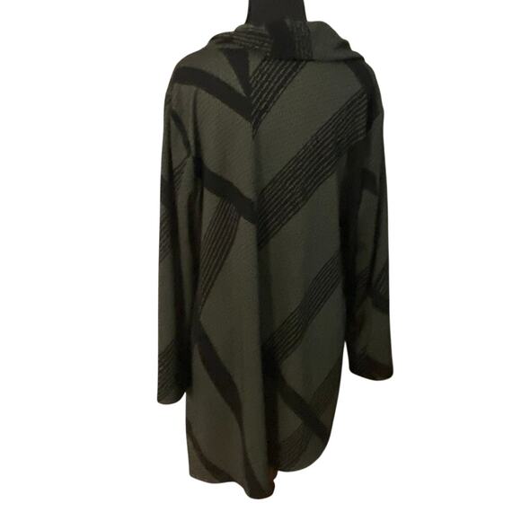 Yushi Lagenlook Asymmetrical Tunic Top Green Black Cowl Neck Pocket Medium Large - Picture 5 of 9